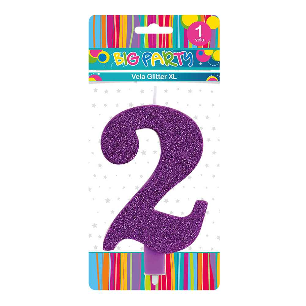 Vela Glitter N°2 Colores Surtidos al 13 cm | Big Party